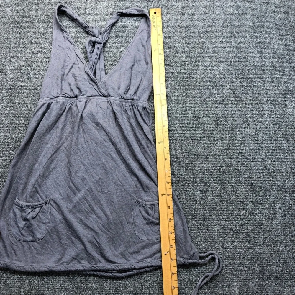 American Eagle Outfitters Gray Halter Babydoll Top T-Back Pockets Womens S/P